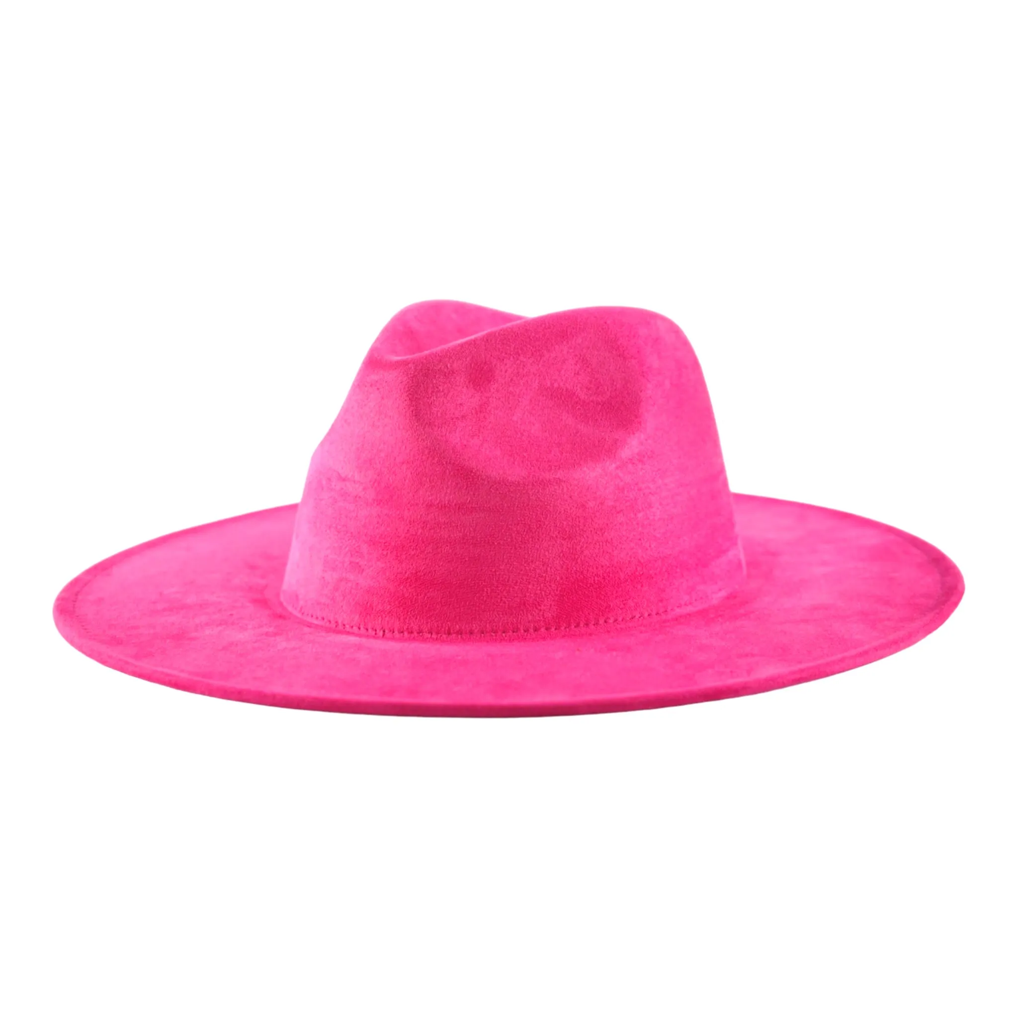 Atlanta Suede Wide Brim Fedora - Hot Pink