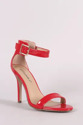 Breckelle Patent Ankle Strap Open Toe Heel