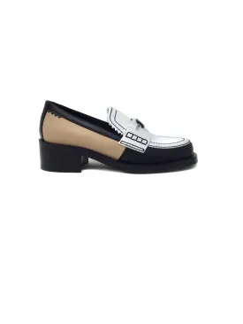 Chanel 37.5 Black/Multi '23 CC Colorblock Heeled Moccasins