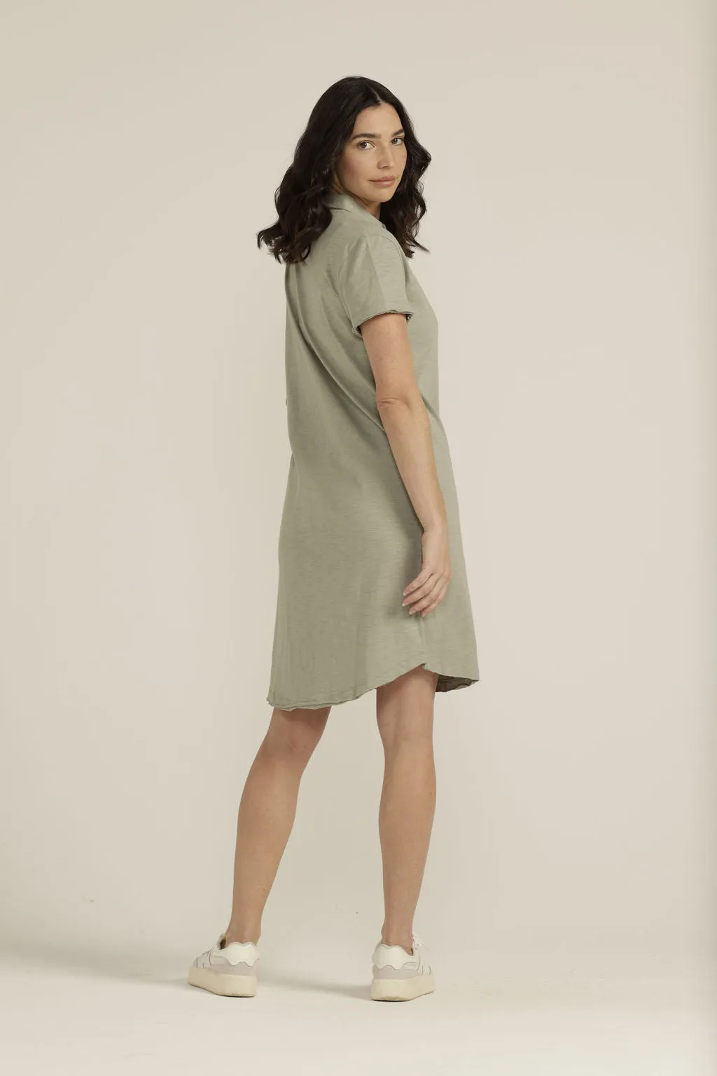 Cotton Polo Dress Sage