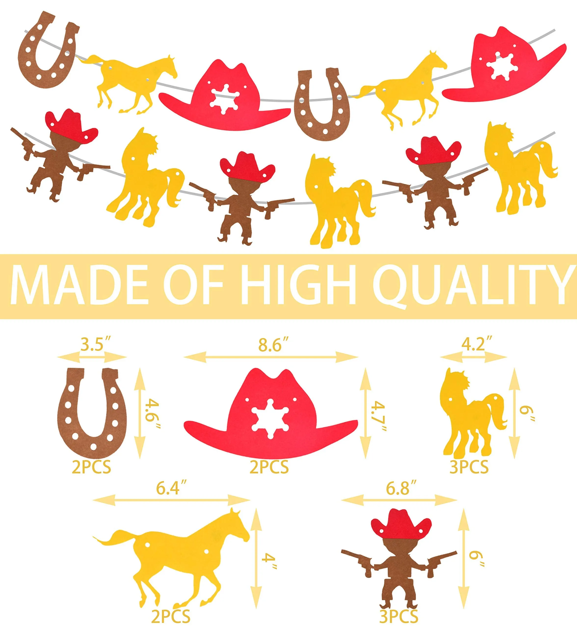 Cowboy Theme Birthday Party Supplies for Boys Banners, Cowboy Birthday Decorations, Pink