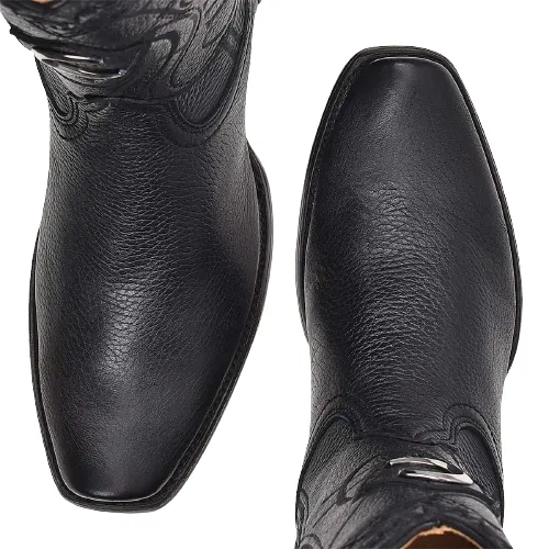 CUADRA Men's Black Deer Laser & Embroidery Round Toe – CU682