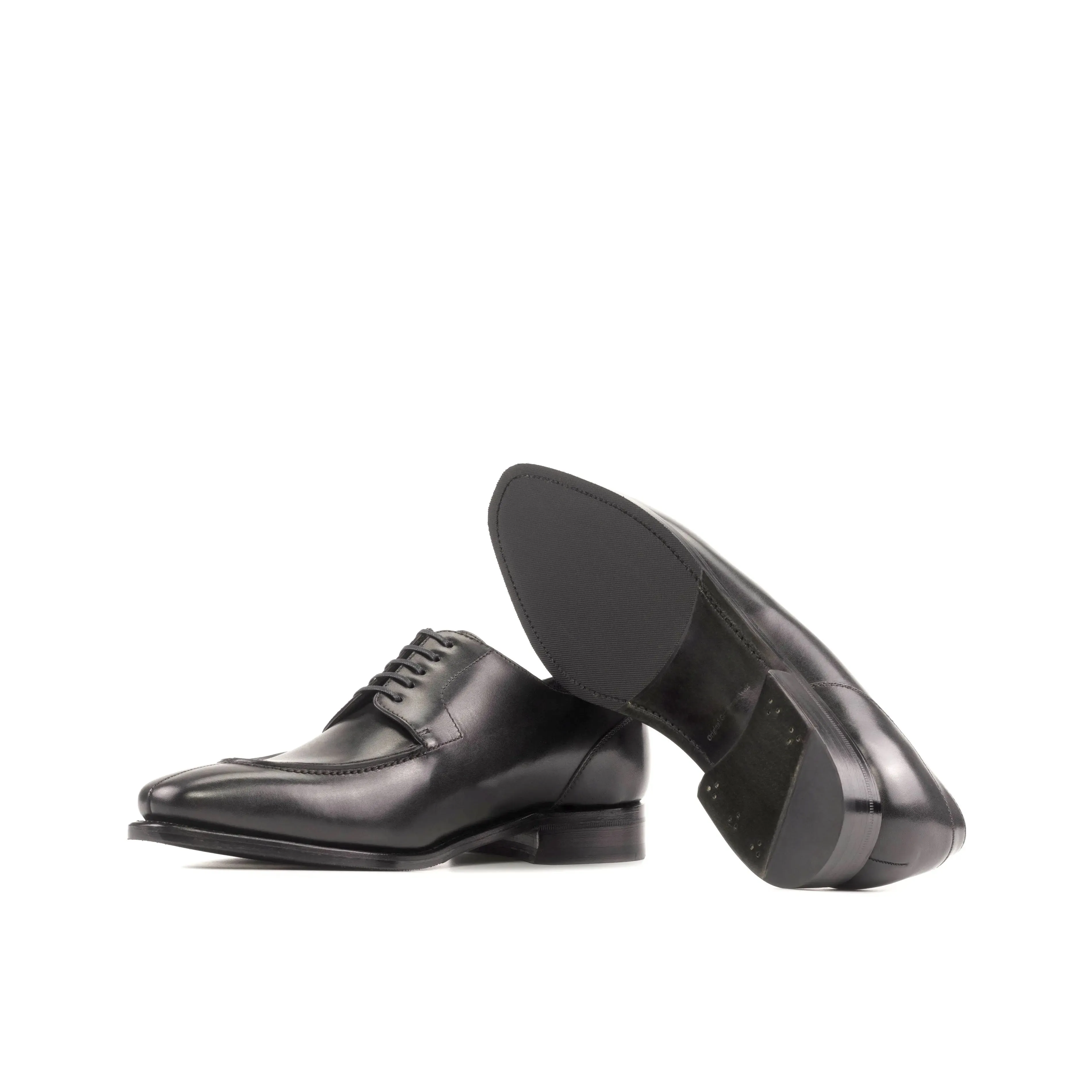 DapperFam Lorenzo in Black Men's Italian Leather Derby Split Toe