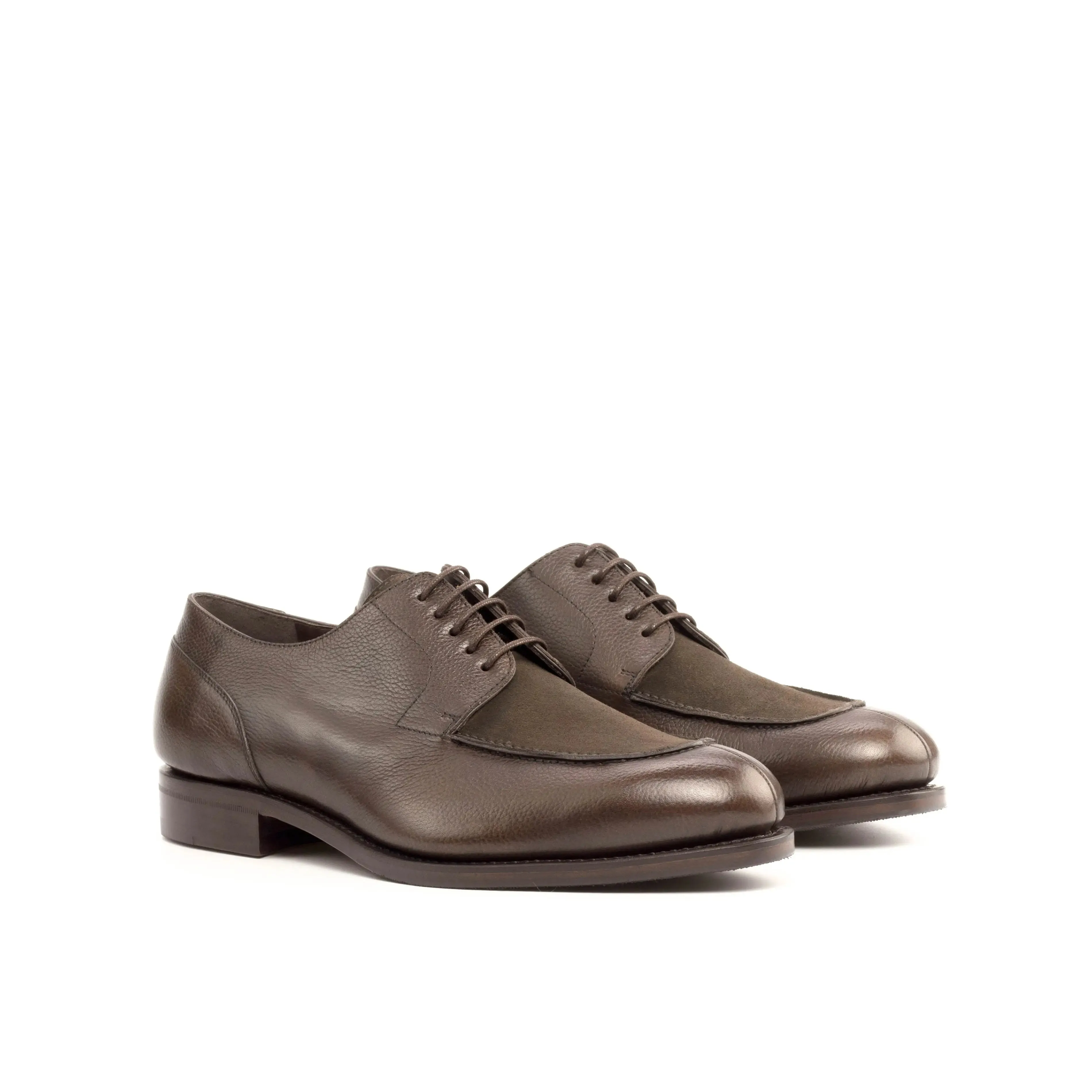 DapperFam Lorenzo in Dark Brown Men's Lux Suede & Italian Full Grain Leather Derby Split Toe