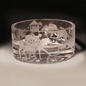 Final Turn Horse Racing Etched Crystal Bowl