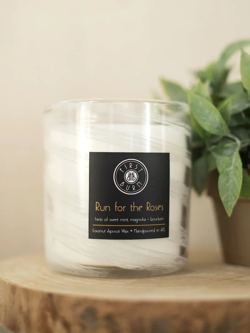 First Burn Run for the Roses Candle White Swirl - 15oz