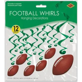 Football Hanging Swirl Decorations, 17.5"-32.5" | 12pc