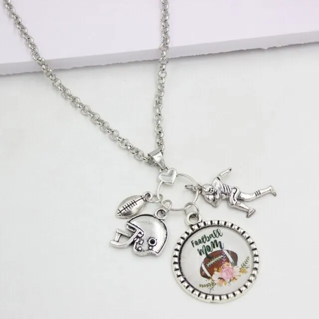 Football MOM Necklace with MOM Charms