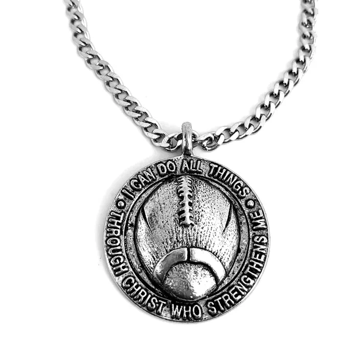 Football Necklace Pewter On Chain