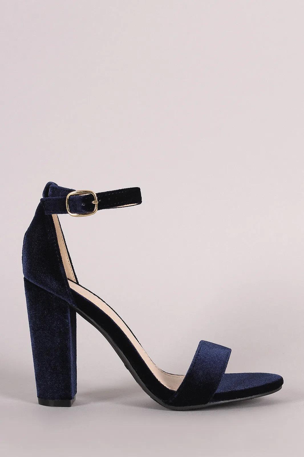 Jalahni - Velvet Open Toe Chunky Heel