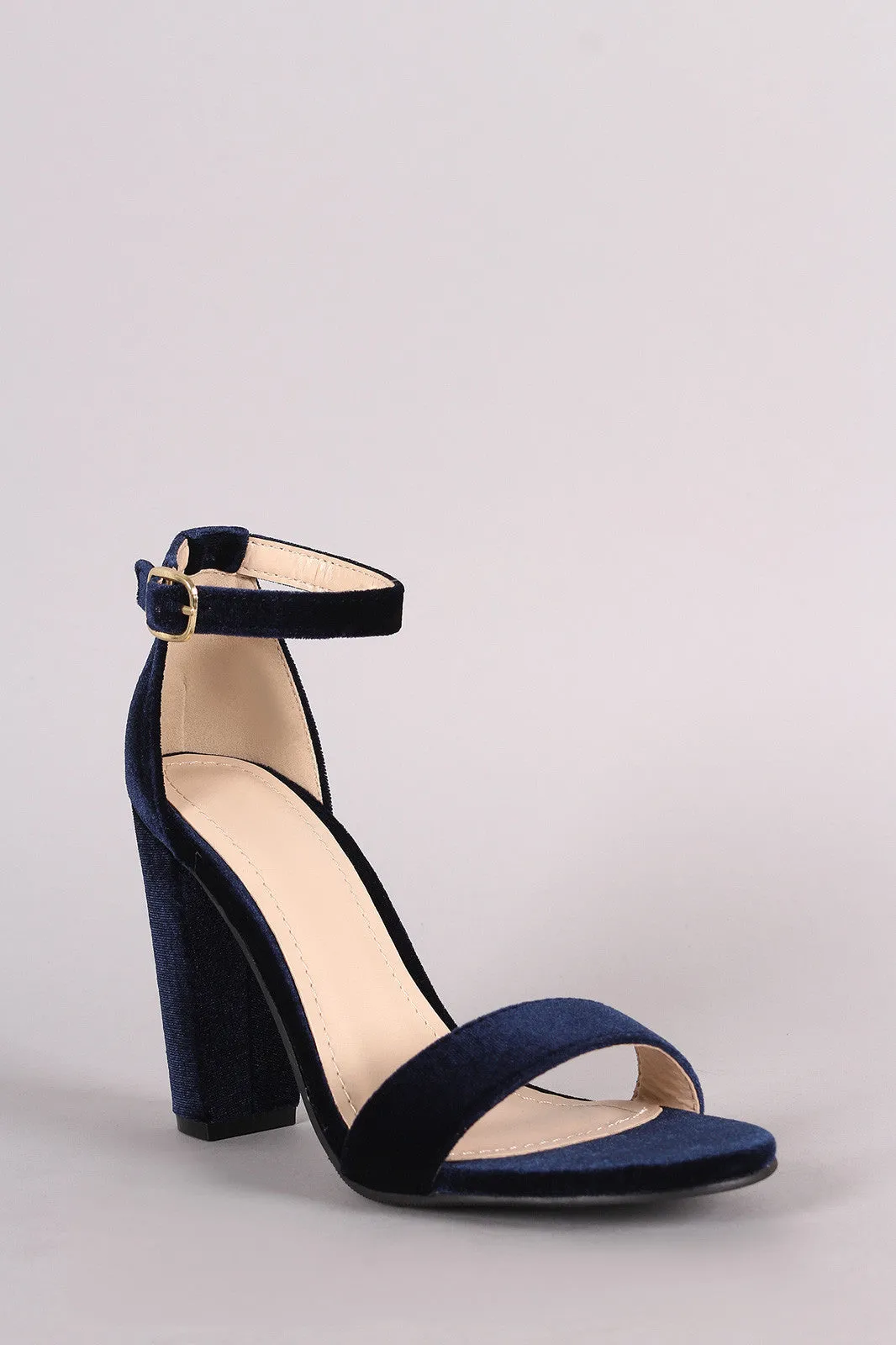 Jalahni - Velvet Open Toe Chunky Heel