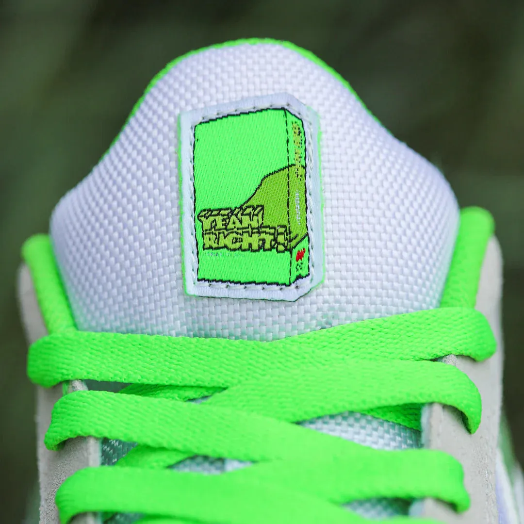 LAKAI CAMBRIDGE- WHITE/UV GREEN SUEDE YEAH RIGHT