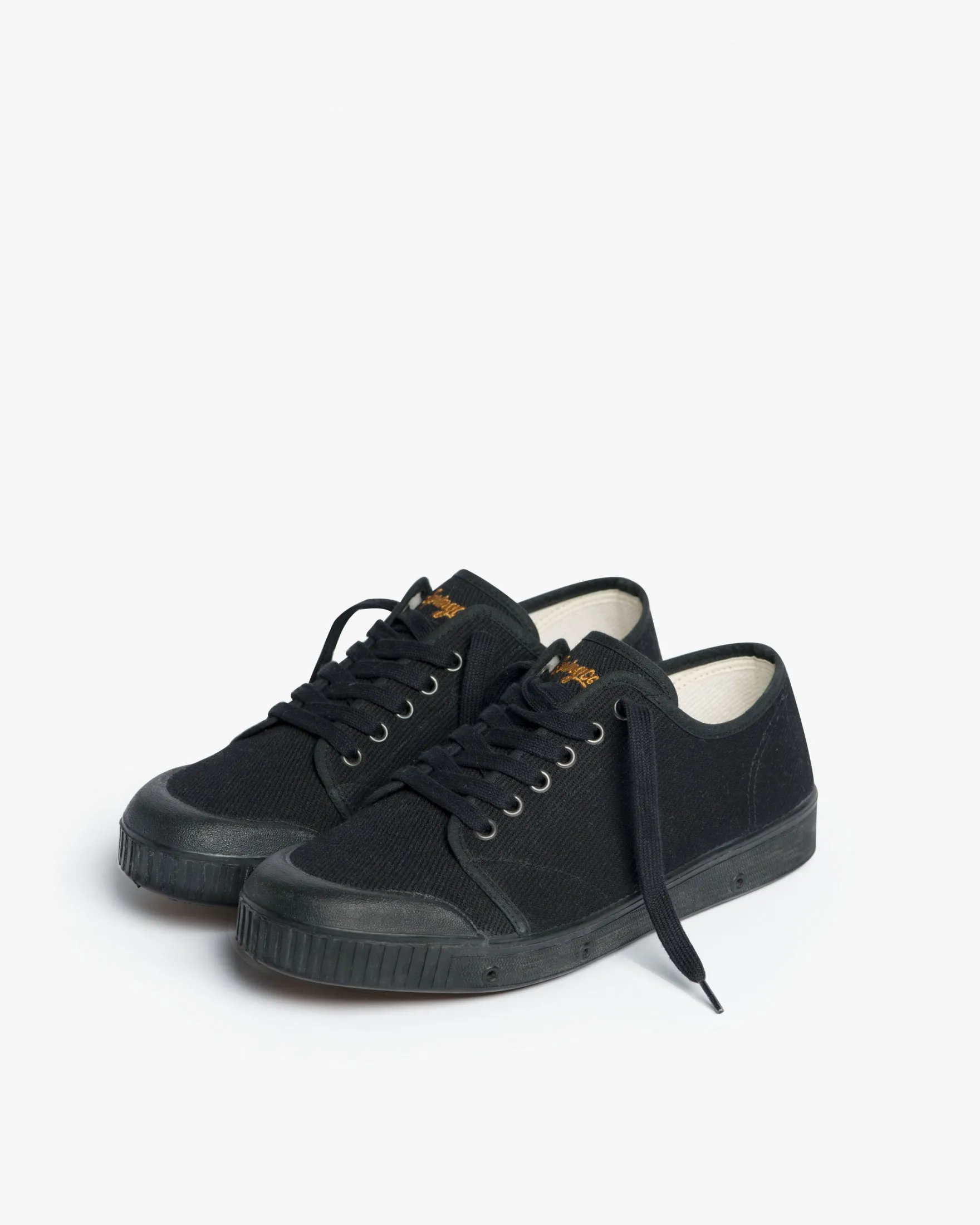 Low Top Heavy Twill Trainers in Black