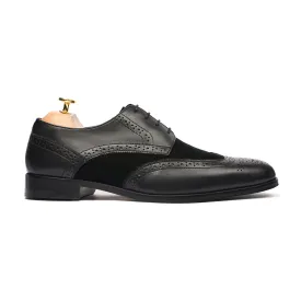 Manchester - Men's Black Calf and Kid Suede Derby Shoe