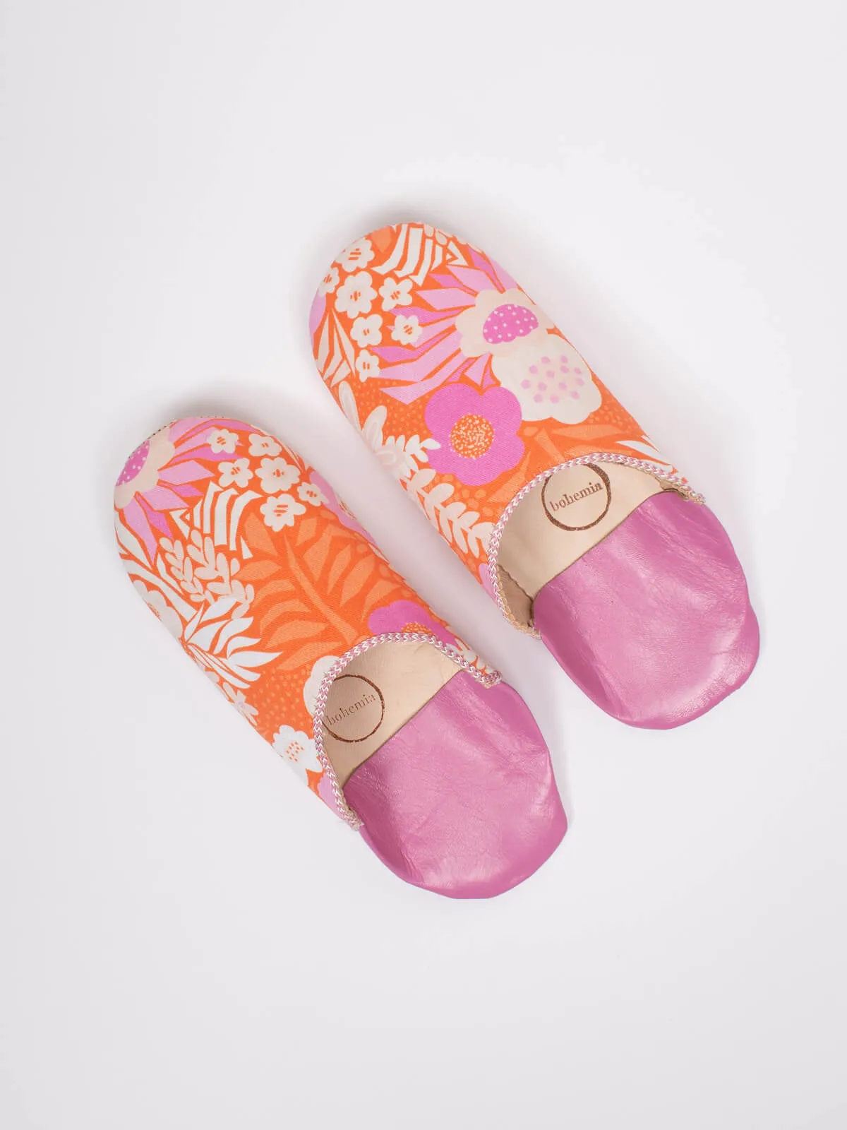 Margot Floral Babouche Slippers, Fuchsia