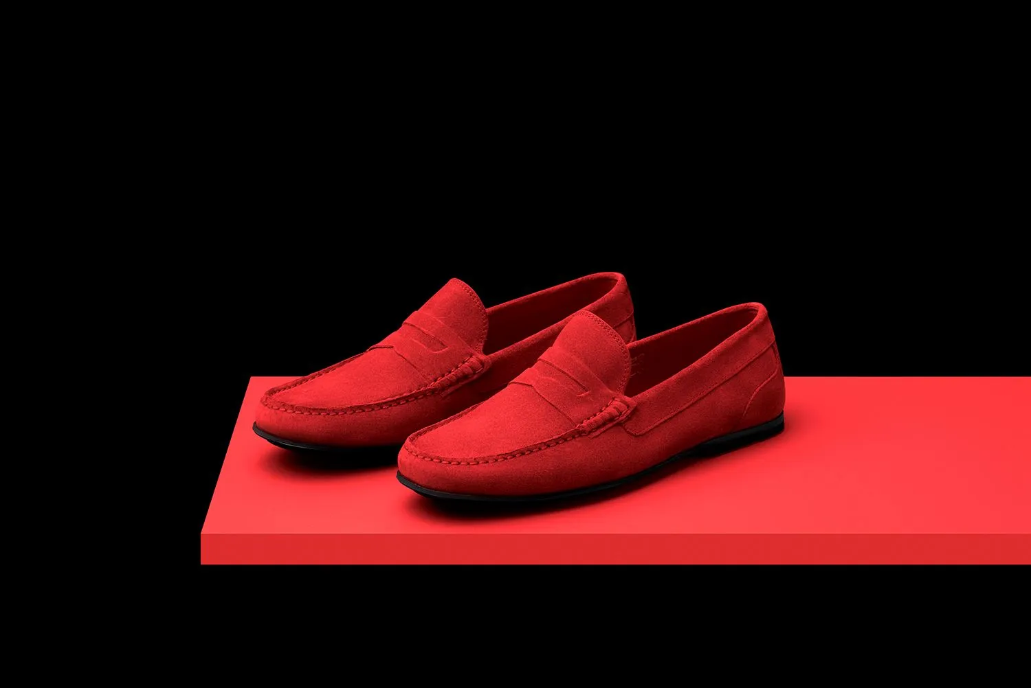 Mens Red Suede Driving Loafers