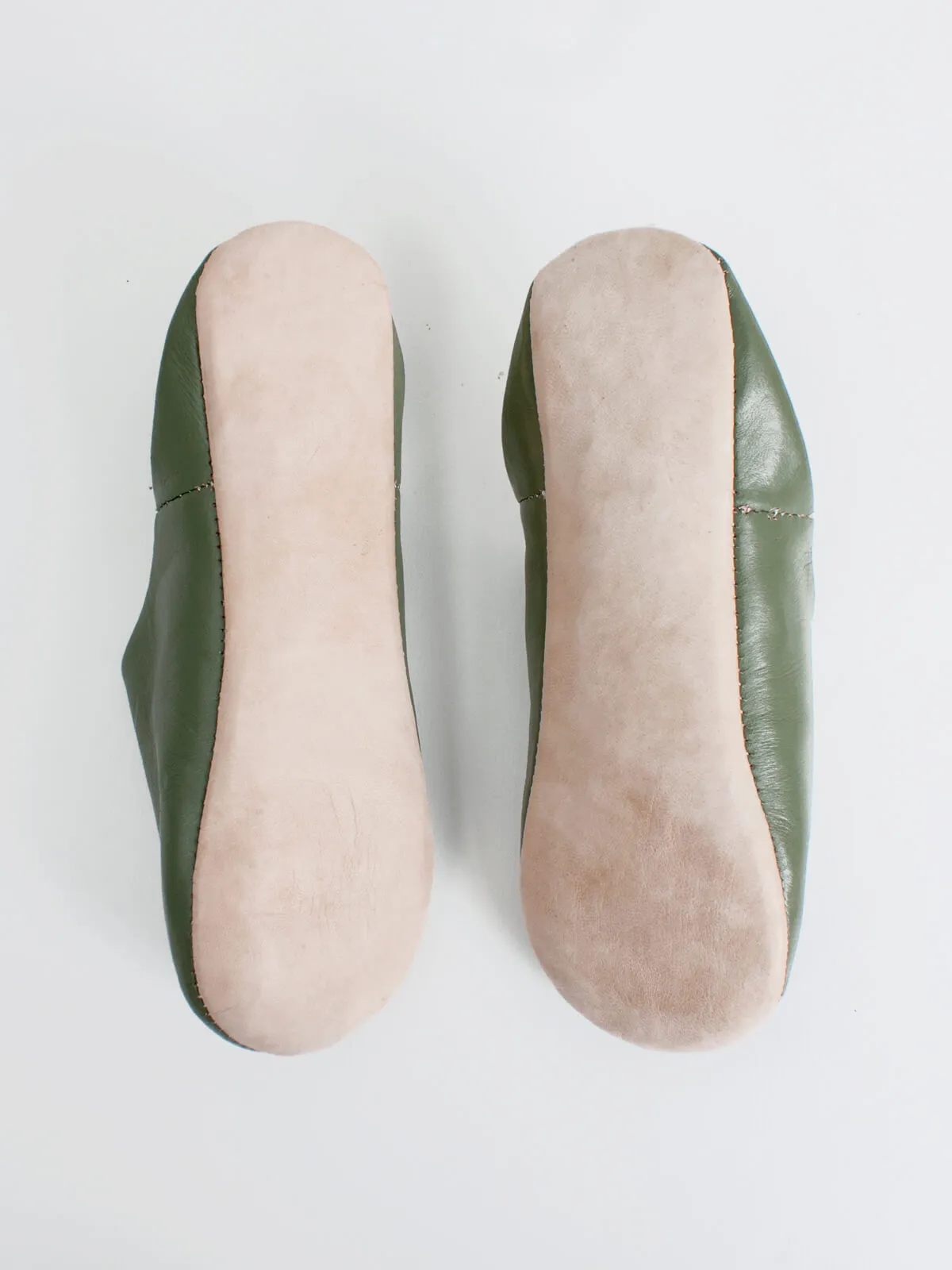 Moroccan Babouche Basic Slippers, Olive