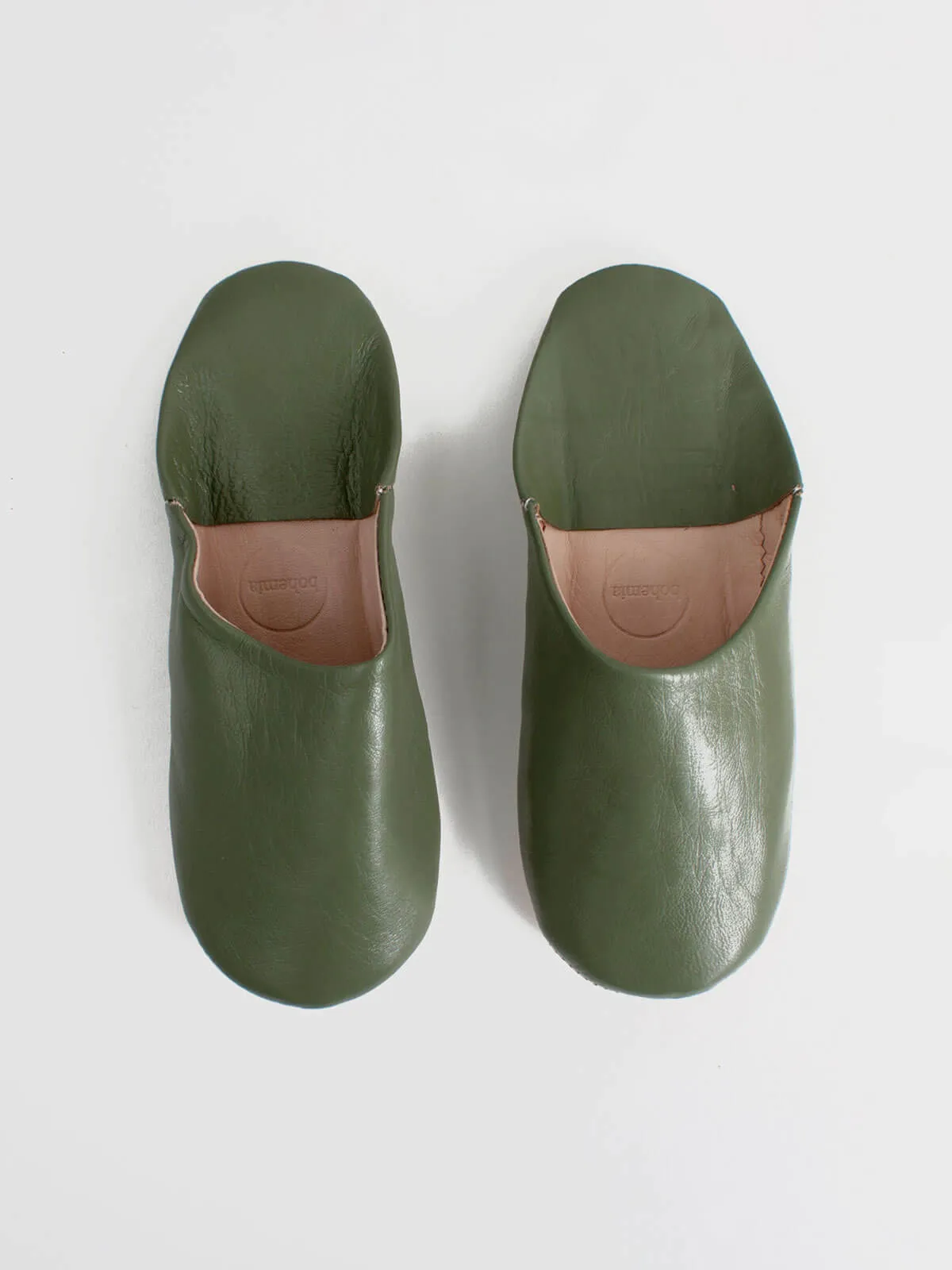 Moroccan Babouche Basic Slippers, Olive