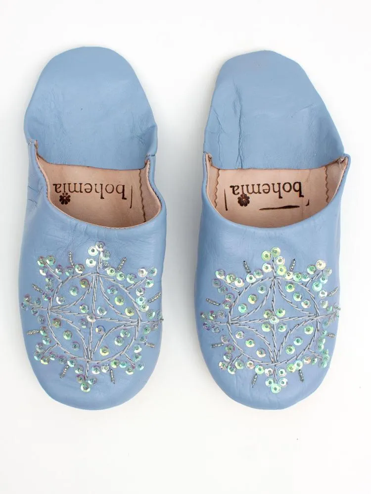 Moroccan Babouche Sequin Slippers - Seconds, Small (Assorted Colours)