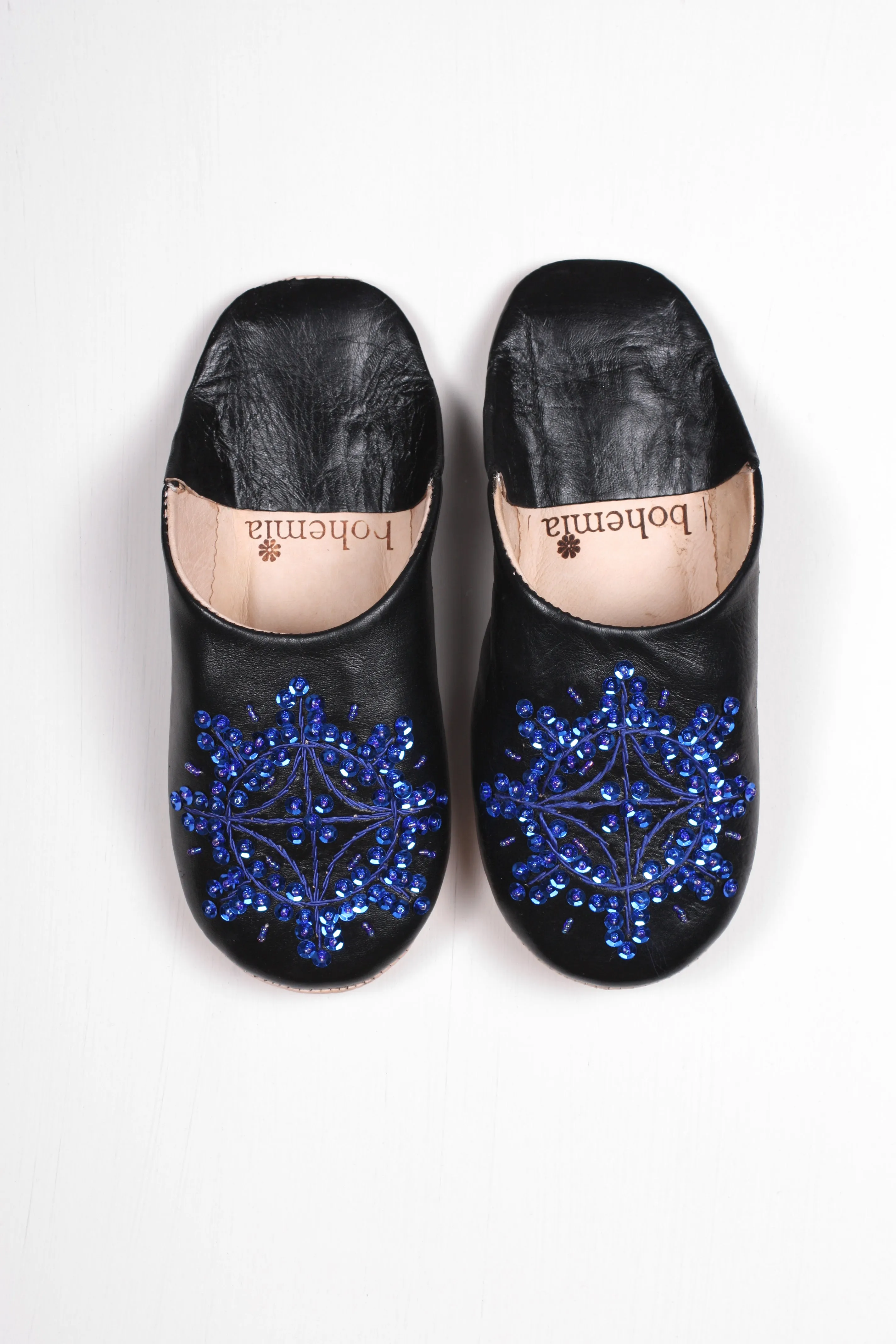 Moroccan Babouche Sequin Slippers - Seconds, Small (Assorted Colours)