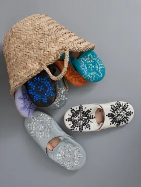 Moroccan Babouche Sequin Slippers - Seconds, Small (Assorted Colours)