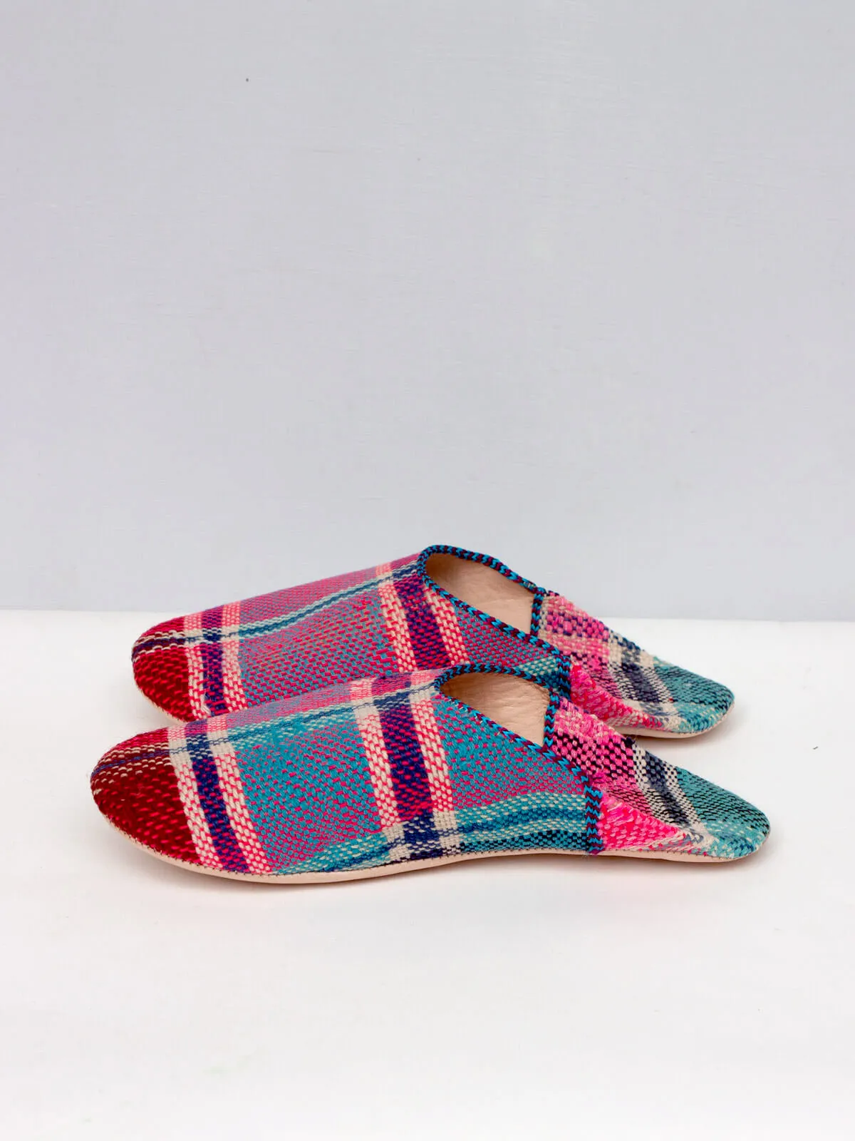 Moroccan Boujad Basic Babouche Slippers, Essaouira Check