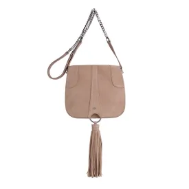 Nude Suede Tassel Saddle Bag