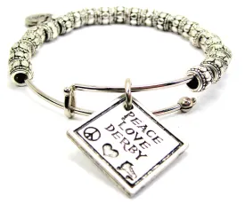 Peace Love Derby Metal Beaded Bracelet