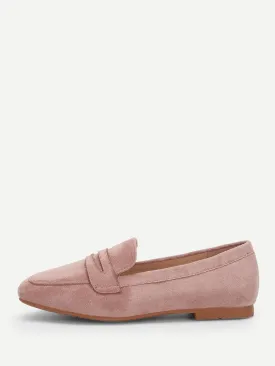 Plain Square Toe Suede Flats