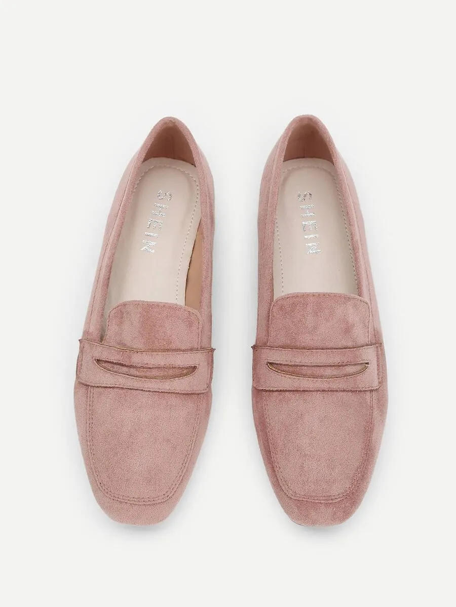 Plain Square Toe Suede Flats