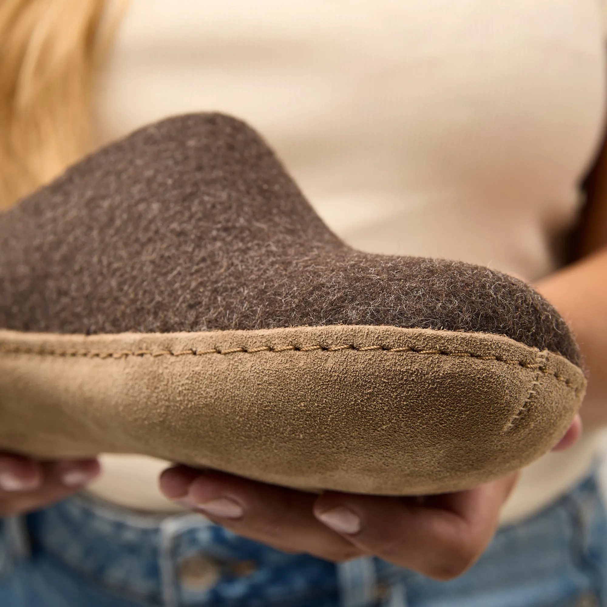 Slip-on with leather sole - Nature brown