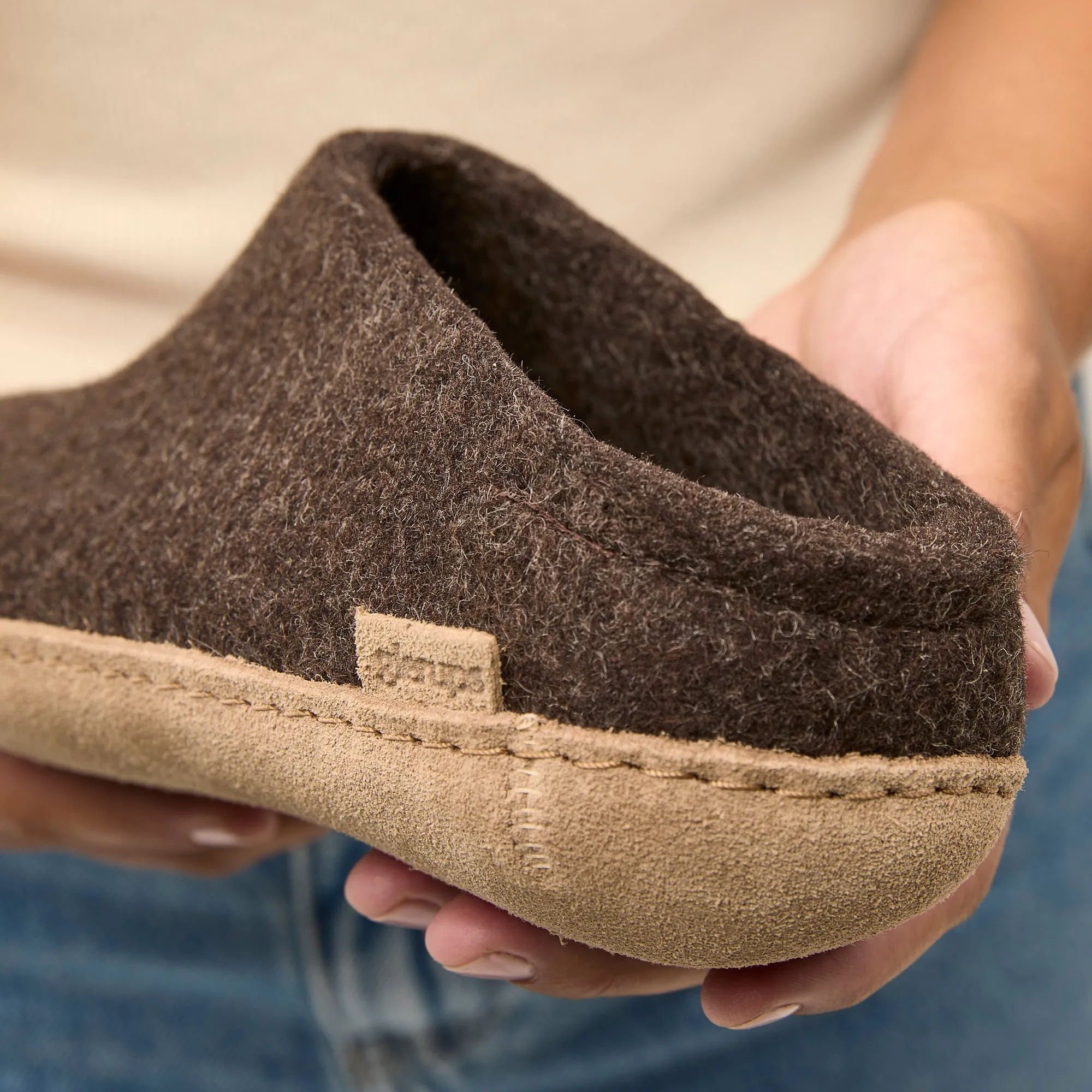 Slip-on with leather sole - Nature brown