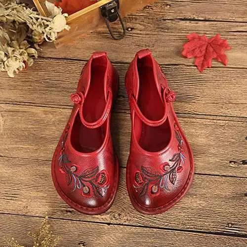 SOCOFY Genuine Leather Retro Handmade Flats Loafers