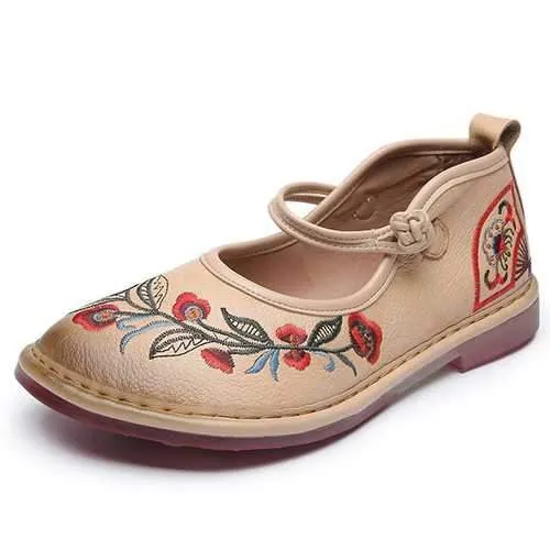 SOCOFY Genuine Leather Retro Handmade Flats Loafers