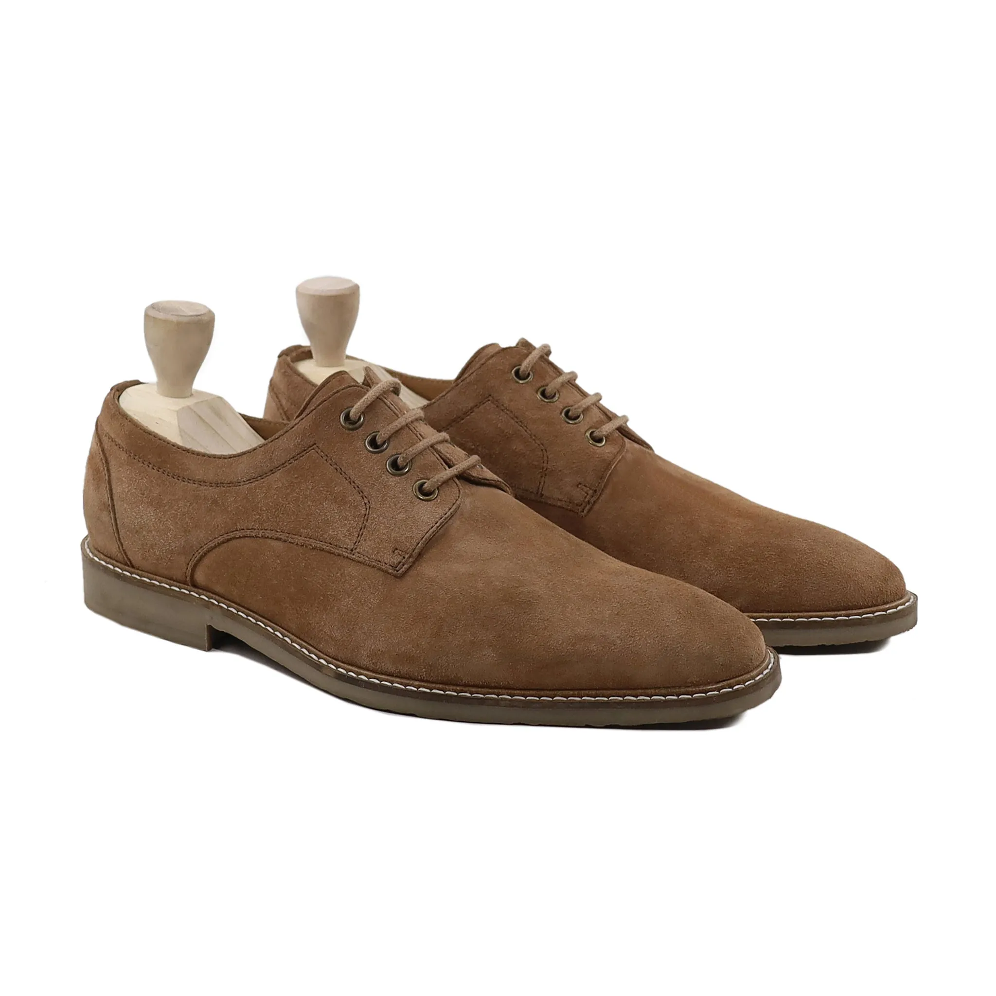 Teijo - Men's Camel Kid Suede Derby Shoe