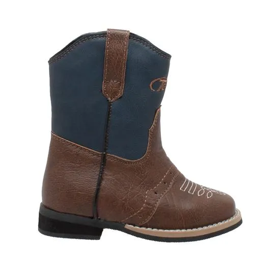 Toddler's 6" Side Zipper Western Navy Blue Leather Boots