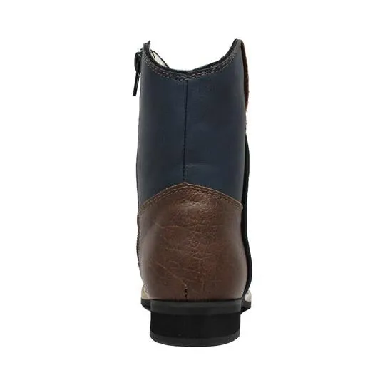 Toddler's 6" Side Zipper Western Navy Blue Leather Boots