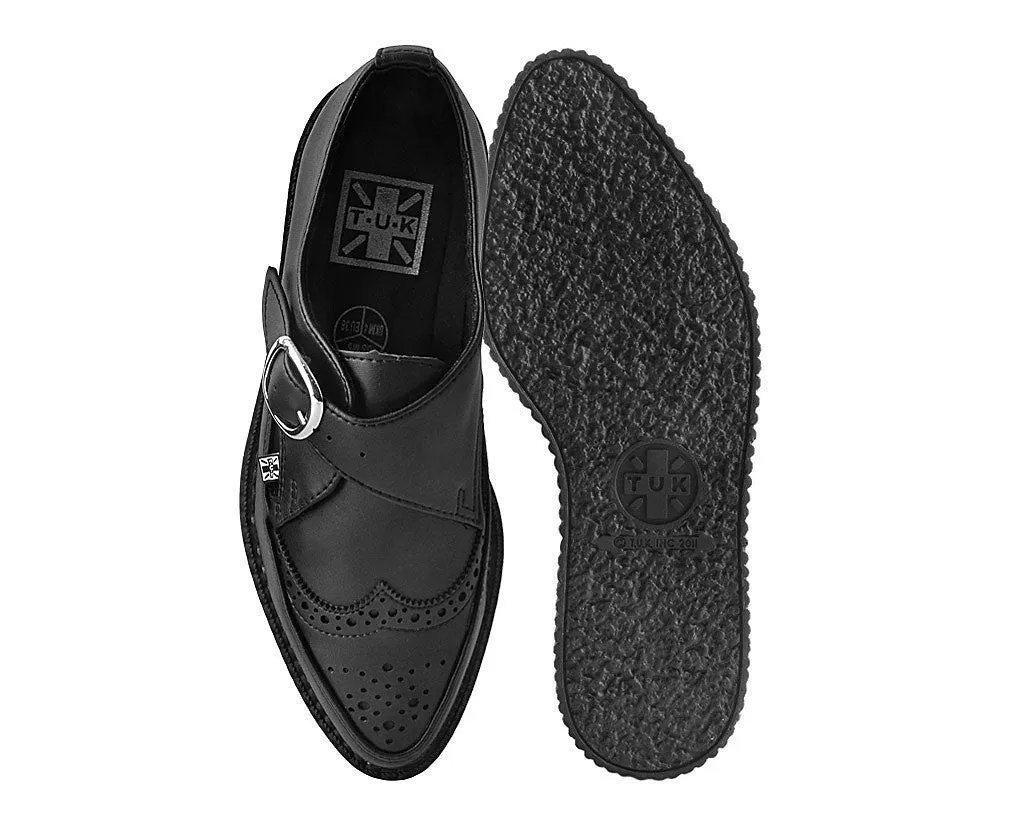 T.U.K BLACK TUKSKIN WINGTIP BUCKLED POINT CREEPER