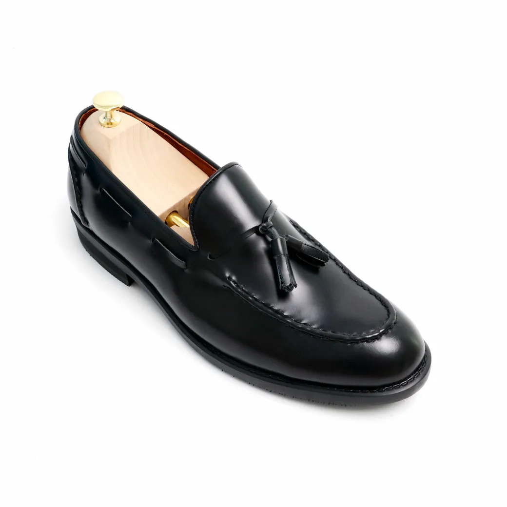 VELVET TASSEL LOAFERS MOC TOE MATTE BLACK